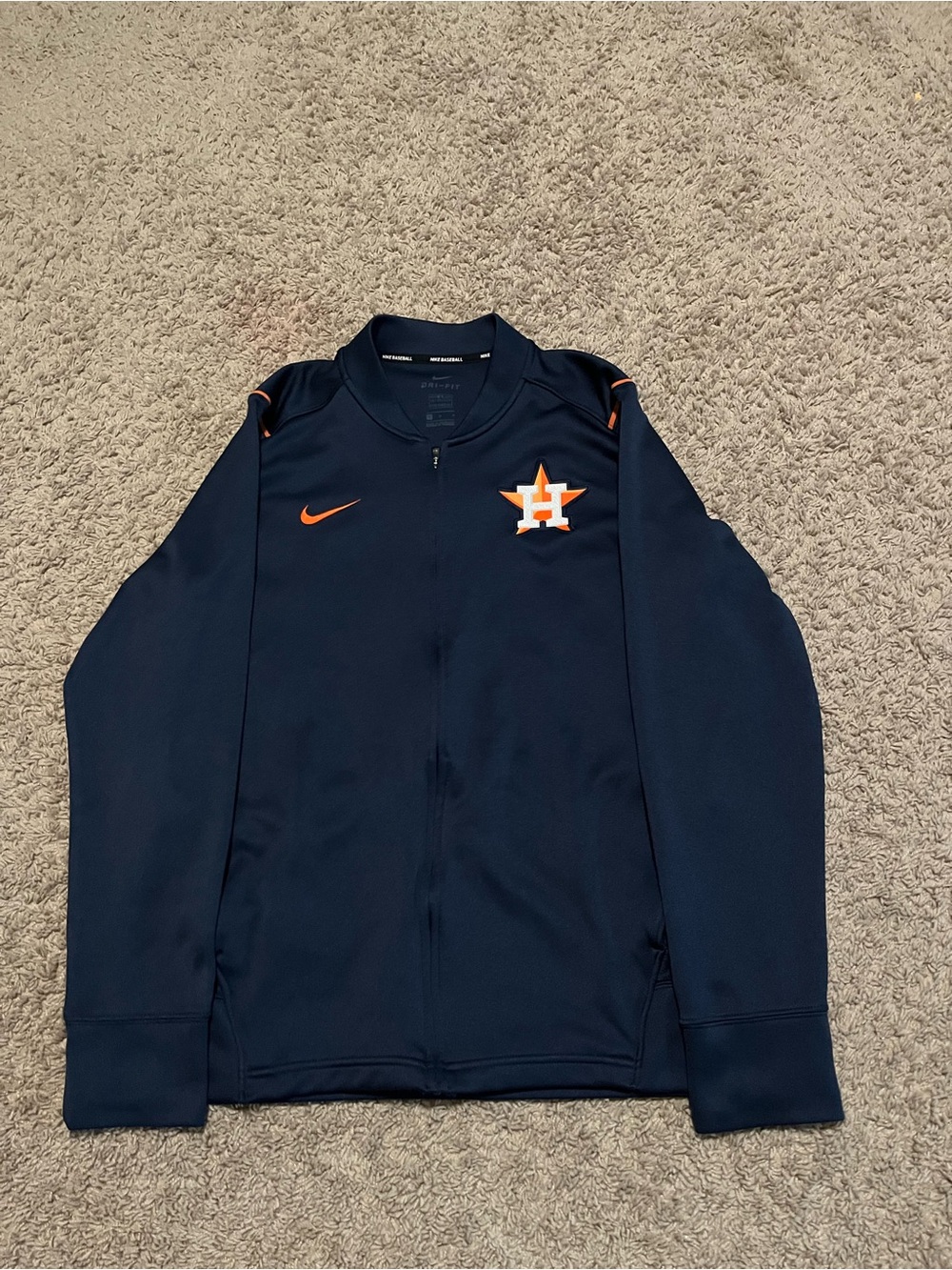 Nike Houston Astros Full Zip Training Jacket Mens Medium Navy Blue MLB Dri Fit